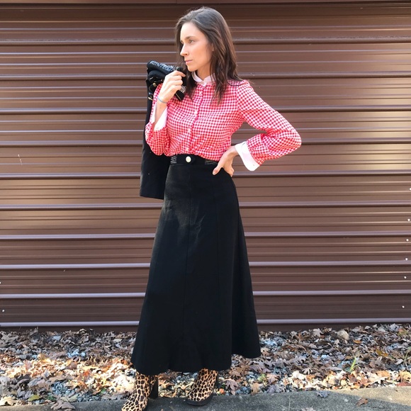 Vintage Red White Houndstooth Button Down Shirt - Picture 2 of 8